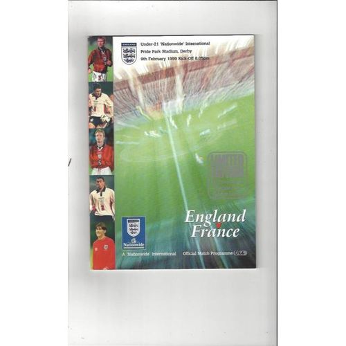 1999 England v France U21 International Football Programme Limited Edition Silver edition @ Derby County