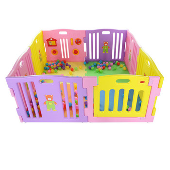 8 Sided Plastic Baby Playpen (Pink)
