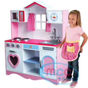 Wooden Play Kitchen Set Pink