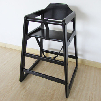Black Stackable Wooden Baby Feeding Highchair
