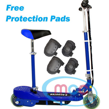 Blue Electric E Scooter Ride on Rechargeable Battery With Removable Seat 120W 24V