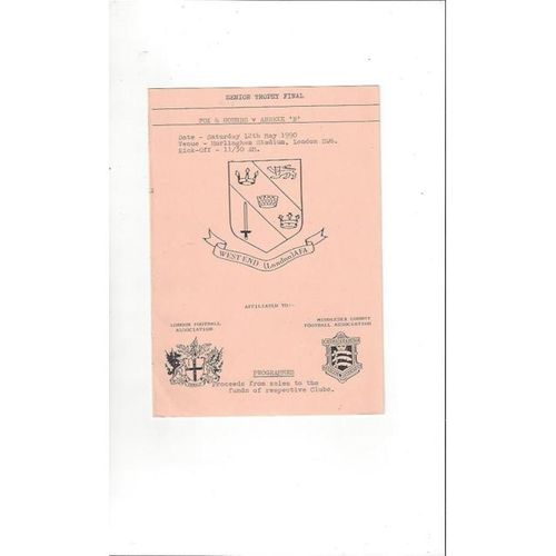 1989/90 Fox & Hounds v Annexe 'B'  Snr Trophy Final Football Programme