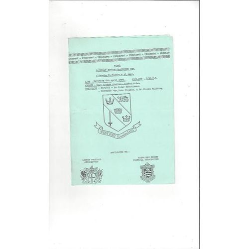1988/89 Aliancia Portugese v Al. Amal Saturday Snr Cup Final Football Programme