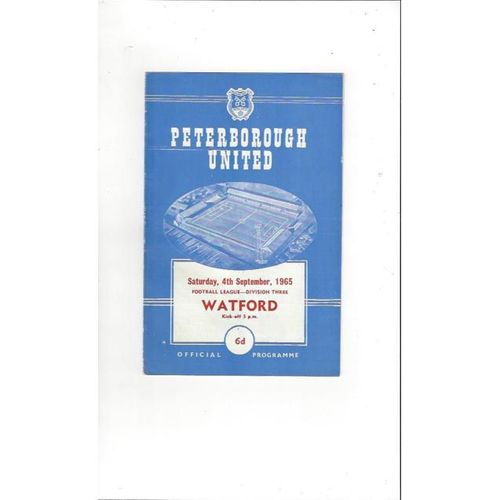 1965/66 Peterborough United v Watford Football Programme