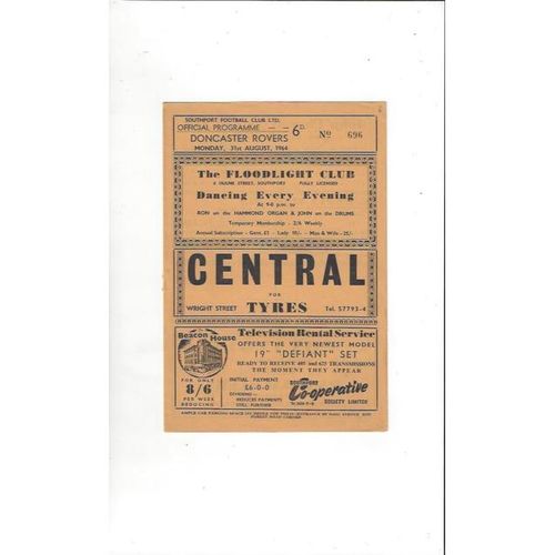 1964/65 Southport v Doncaster Rovers Football Programme