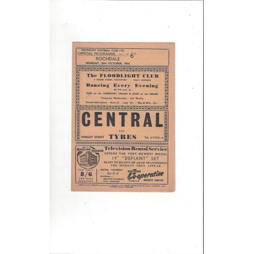 1964/65 Southport v Rochdale Football Programme