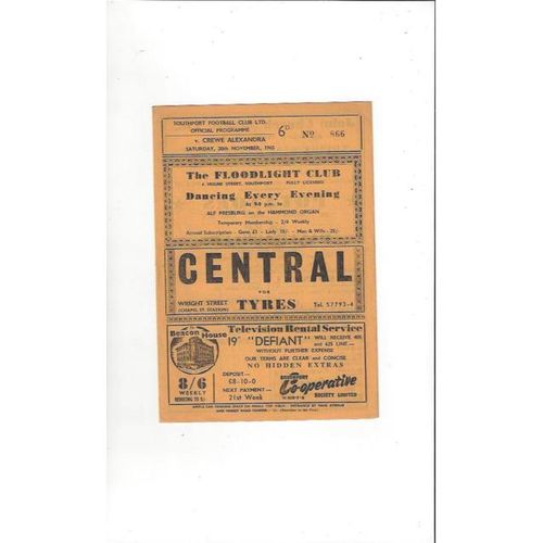 1965/66 Southport v Crewe Alexandra Football Programme