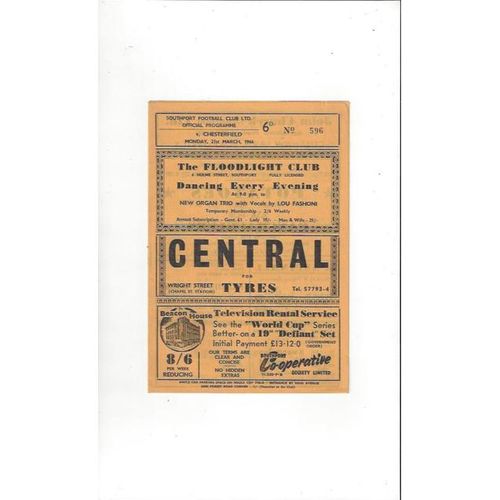 1965/66 Southport v Chesterfield Football Programme