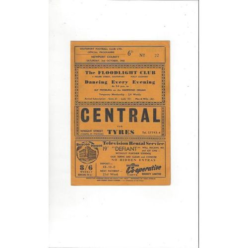1965/66 Southport v Newport County Football Programme