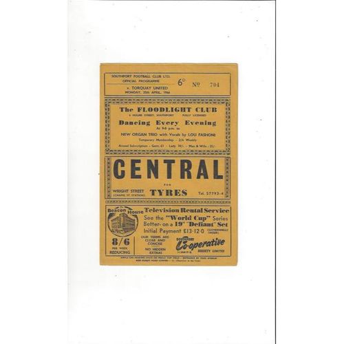 1965/66 Southport v Torquay United Football Programme