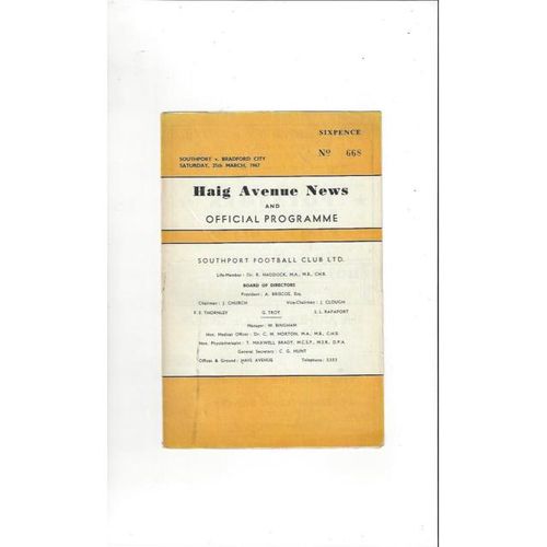 Southport Home Football Programmes