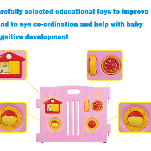 8 Sided Plastic Baby Playpen (Pink)