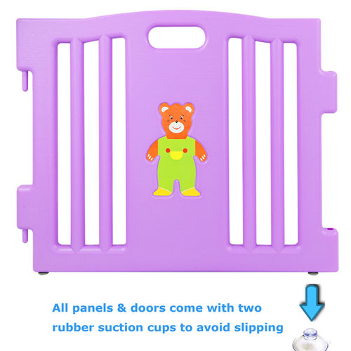 8 Sided Plastic Baby Playpen (Pink)