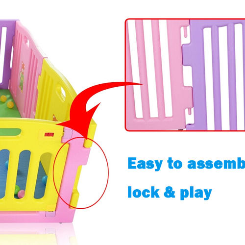 8 Sided Plastic Baby Playpen (Pink)