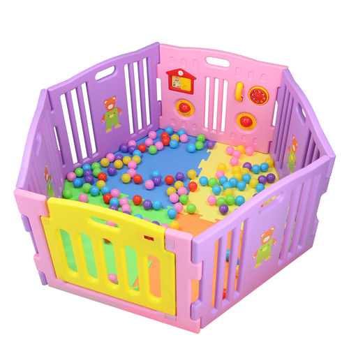 8 Sided Plastic Baby Playpen (Pink)