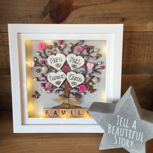 “Hearts & Buttons” Family Tree Frame