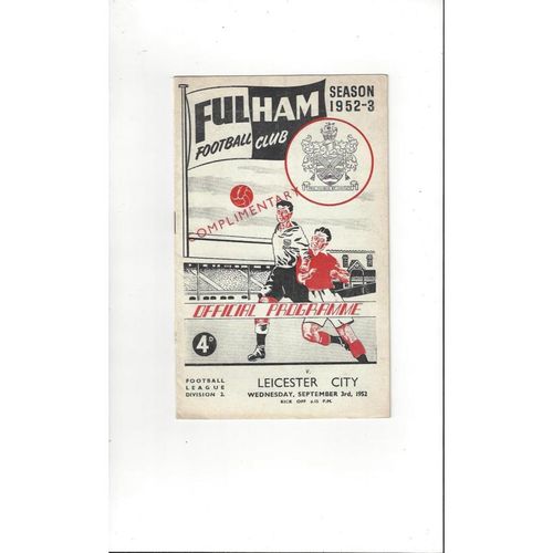 1952/53 Fulham v Leicester City Football Programme