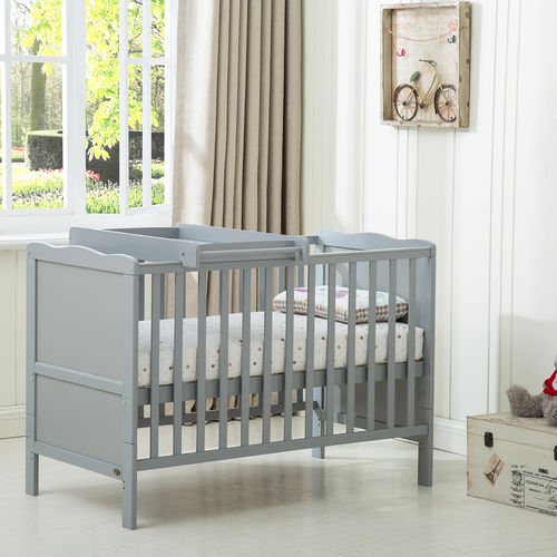 Orlando Cot Bed with Top Changer and 120x60 Aloe Vera Mattress (Grey)