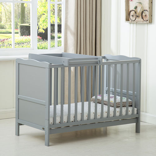 Orlando Cot Bed with Top Changer and 120x60 Aloe Vera Mattress (Grey)