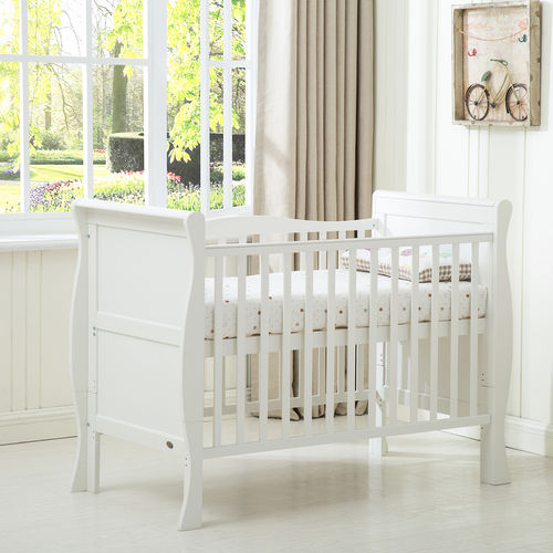 Savannah Sleigh Cot Bed With 120x60 Mattress (White)