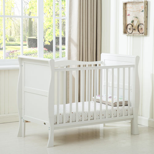 Savannah City Sleigh Cot Bed With 140x70 Mattress (White)