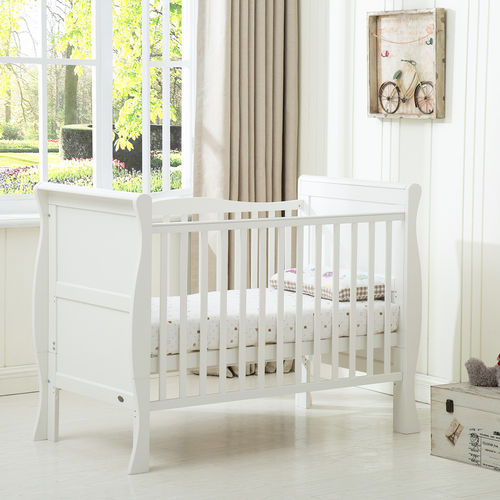 Savannah City Sleigh Cot Bed With 140x70 Mattress (White)