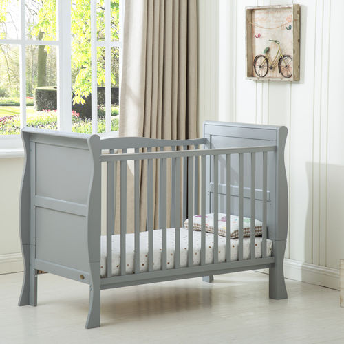 Savannah Sleigh Cot Bed With 120x60 Mattress (Grey)