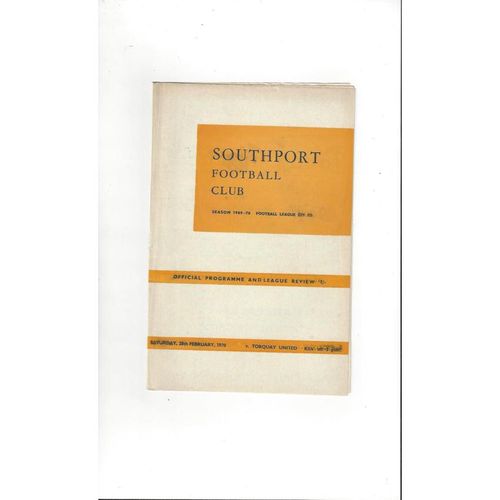 1969/70 Southport v Torquay United Football Programme