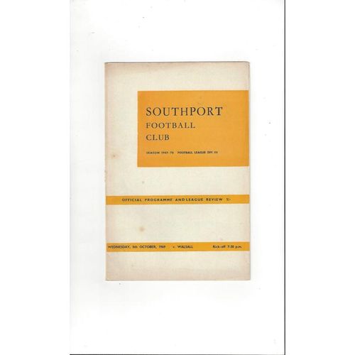 1969/70 Southport v Walsall Football Programme