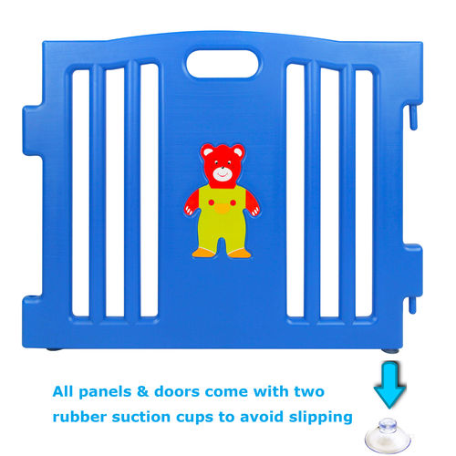 8 Sided Plastic Baby Playpen with Playmats (Blue)