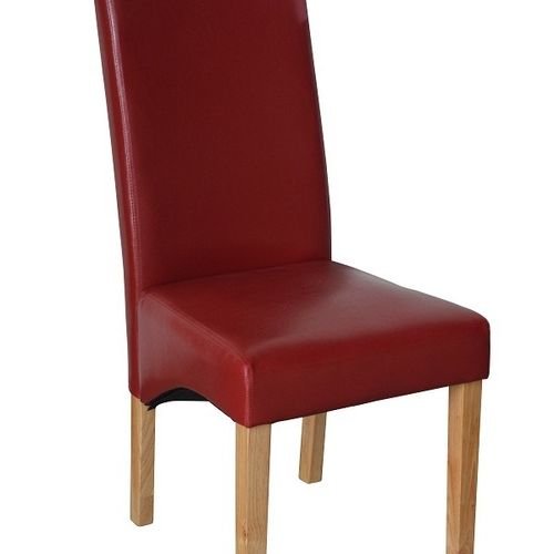Lucy Faux Leather Dining Chairs Roll Top Scroll High Back  (RED)