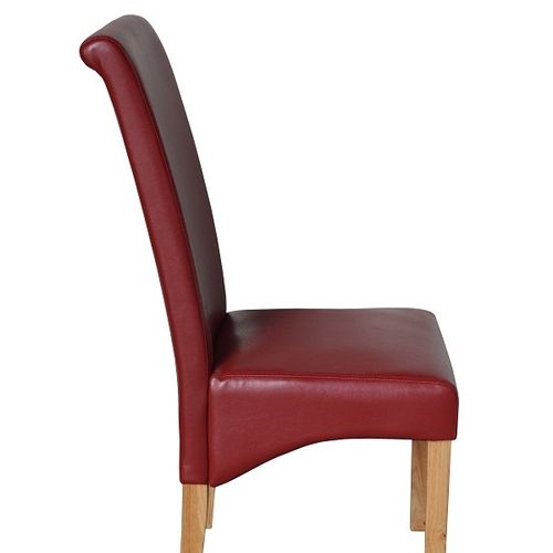 Lucy Faux Leather Dining Chairs Roll Top Scroll High Back  (RED)