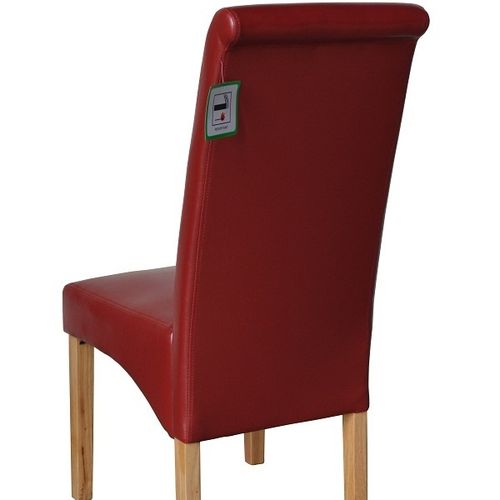 Lucy Faux Leather Dining Chairs Roll Top Scroll High Back  (RED)
