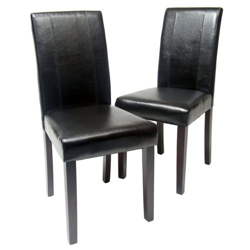Set of 2 Levi Faux Leather Dining Chairs (Black)