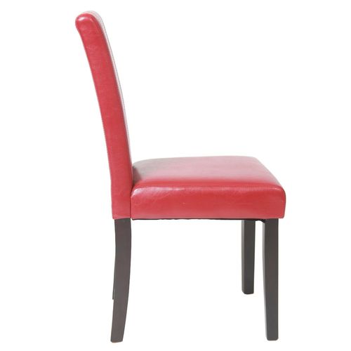 Set of 2 Levi Faux Leather Dining Chairs (Red)