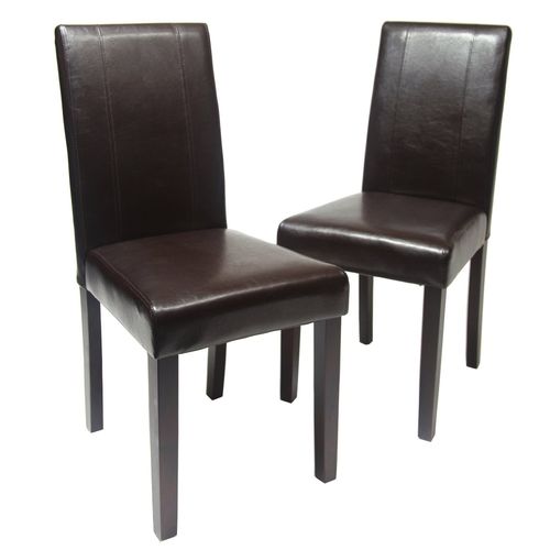 Set of 2 Levi Faux Leather Dining Chairs (Brown )