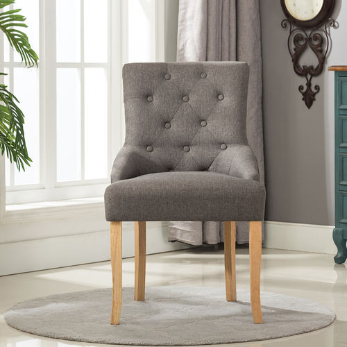Adele Fabric Accent Chair Dining Chair Scoop Back (Grey)