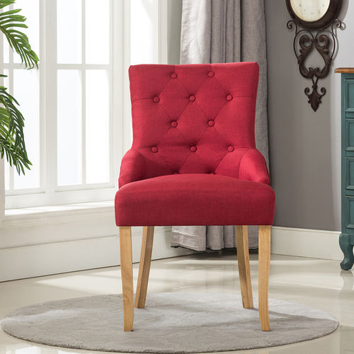 Adele Fabric Accent Chair Dining Chair Scoop Back (Red)