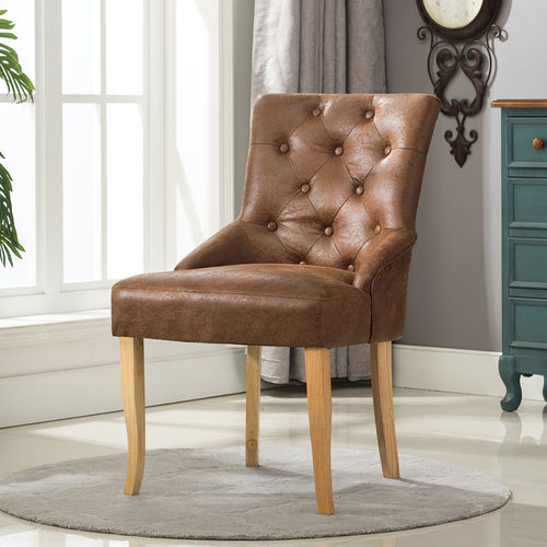 Adele Fabric Accent Chair Dining Chair Scoop Back (Brown)