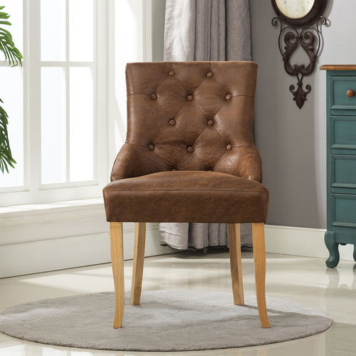 Adele Fabric Accent Chair Dining Chair Scoop Back (Brown)