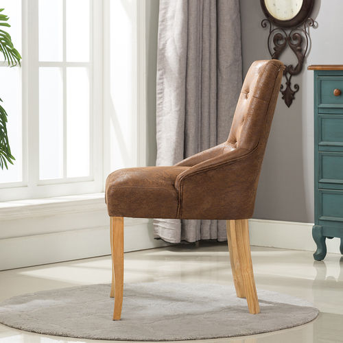 Adele Fabric Accent Chair Dining Chair Scoop Back (Brown)