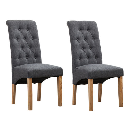 Fey Fabric Dining Chairs Roll Top Scroll