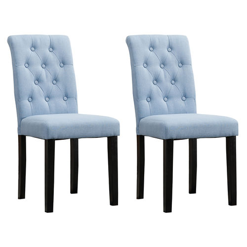 Set of 2 Fabio Lined Fabric Dining Chairs (Blue)