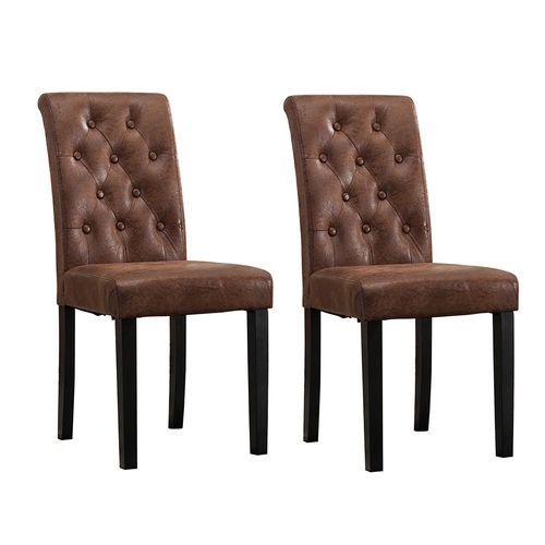 Set of 2 Fabio Lined Fabric Dining Chairs (Brown)
