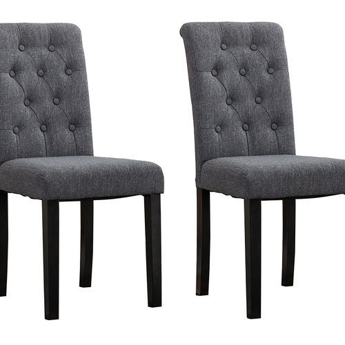 Set of 2 Fabio Lined Fabric Dining Chairs (Grey)