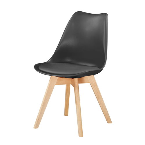 Eva Deluxe Dining Chairs Deluxe Wooden legs Set of 2 (Black)