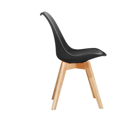 Eva Deluxe Dining Chairs Deluxe Wooden legs Set of 2 (Black)