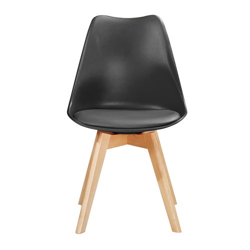 Eva Deluxe Dining Chairs Deluxe Wooden legs Set of 2 (Black)