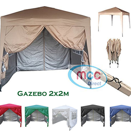 2m x 2m Gazebo Resistant Outdoor Garden Marquee Canopy + side's (Beige)