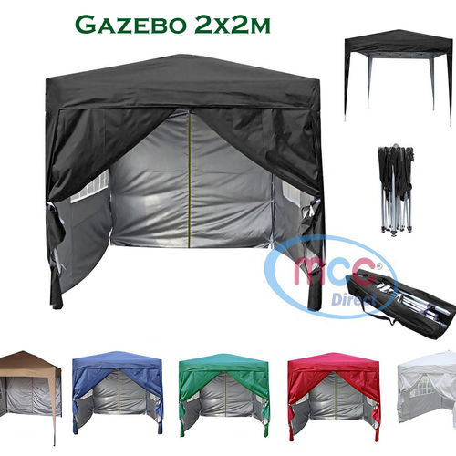 2m x 2m Gazebo Resistant Outdoor Garden Marquee Canopy + side's (Black)